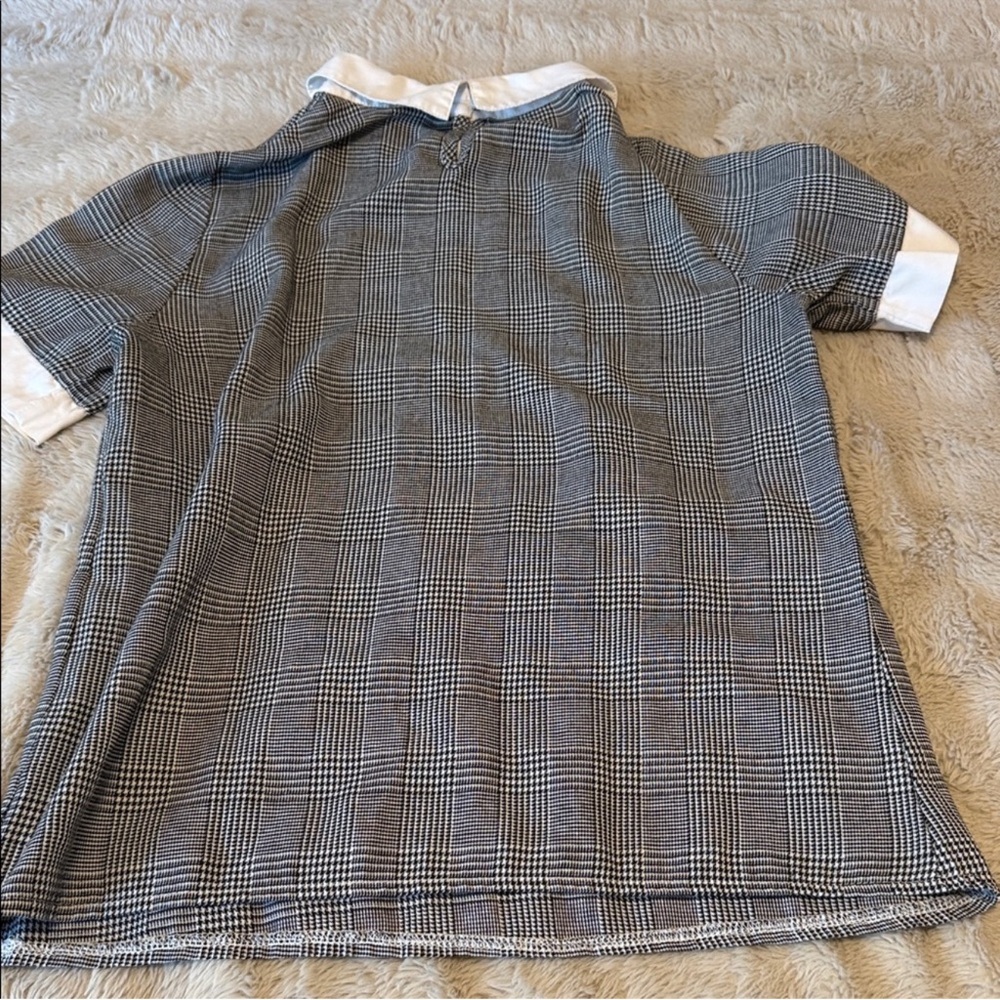 SHEIN Women's Gray Plaid Blouse with White Collar - Picture 5 of 5
